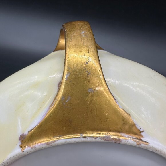 Antique Hand Painted Porcelain Bowl Poppy Red Flowers Gold Gilt Beyer & Boch - Picture 7 of 11